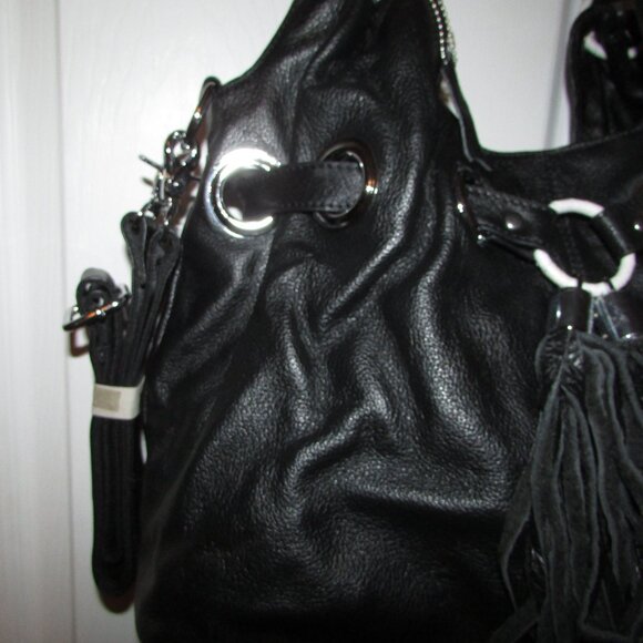 Leather Black Grommeted Handbag - NEW - Picture 6 of 12